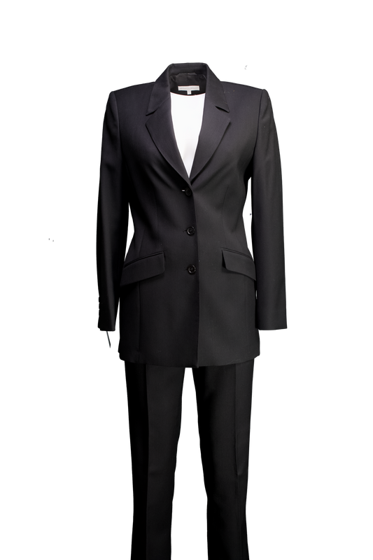 Austin Reed Black 100% Wool 2-piece Trouser Suit UK 8