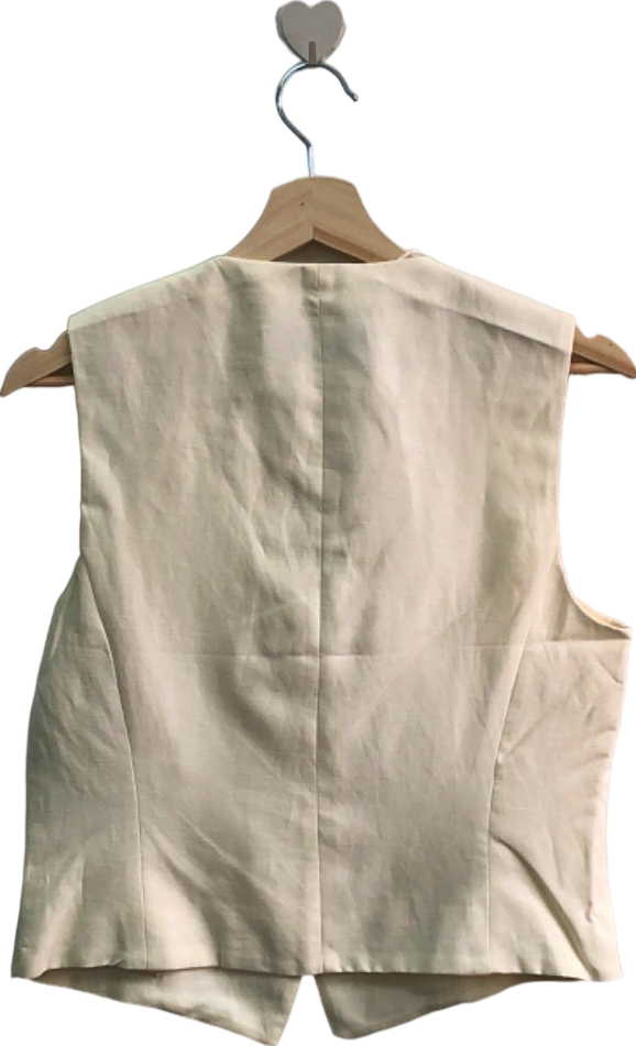 Zara Cream Sleeveless Linen Waistcoat Size UK S