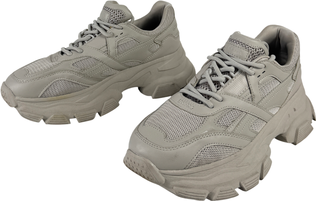 Bershka Grey Chunky Cleated Trainer In Stone Colour UK 7 EU 41 👞