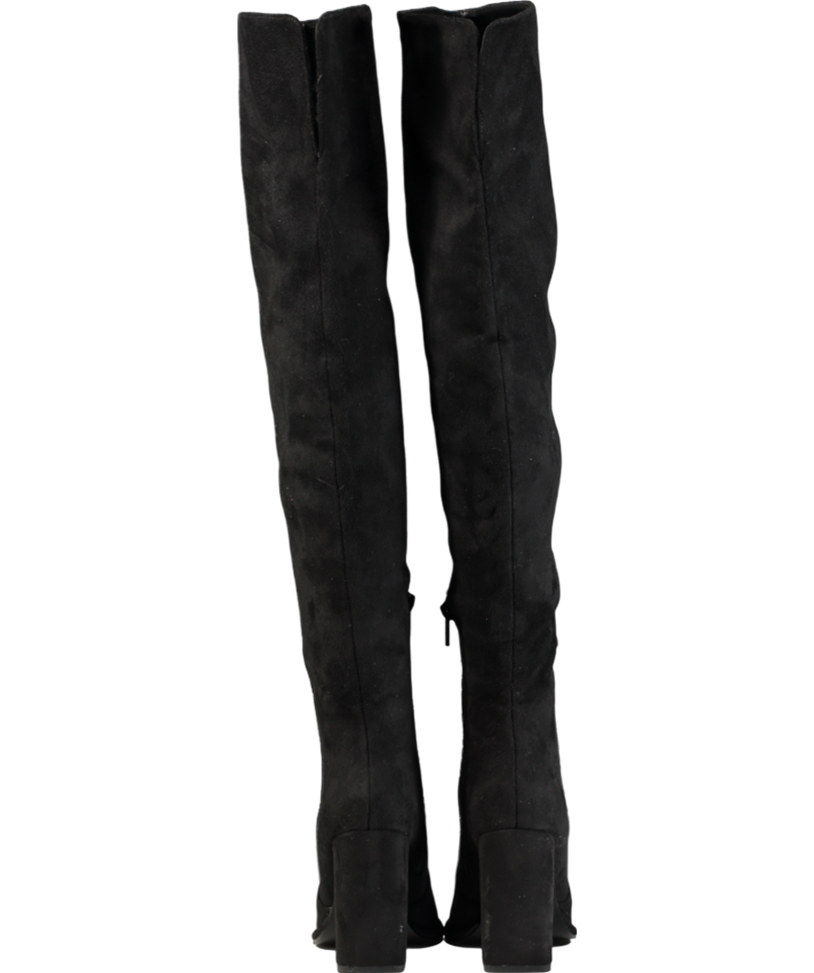 lipsy london Black Block Heel Over The Knee Faux Suede Long Leg Boot UK 3 EU 36 👠