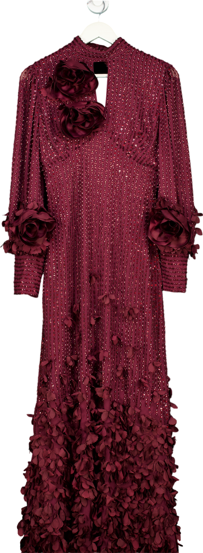 Karen Millen Crystal Embellished Applique Woven Maxi Dress UK 12