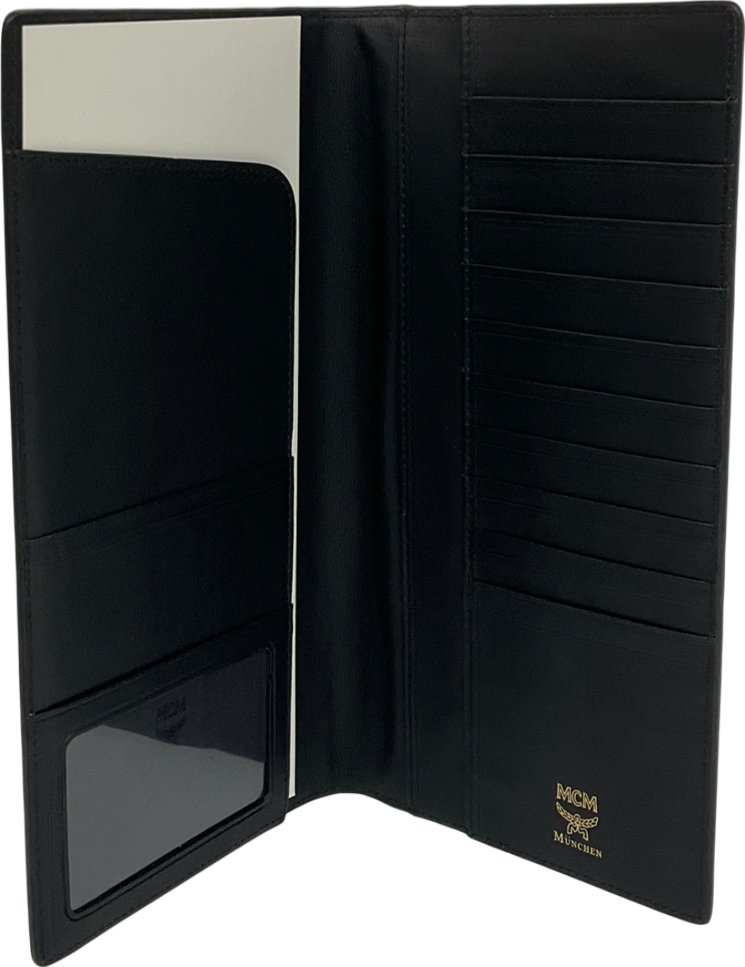 MCM Black Leather Travel Wallet One Size