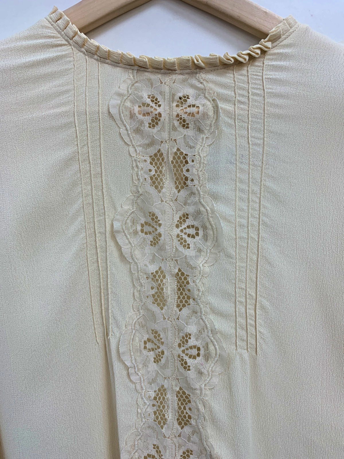 By TiMo Cream Long Sleeve Lace Detail Blouse UK L