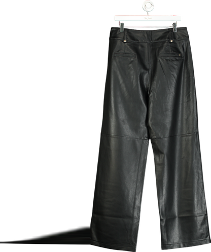 Holland Cooper Black High Waisted Faux Leather Trousers UK 14