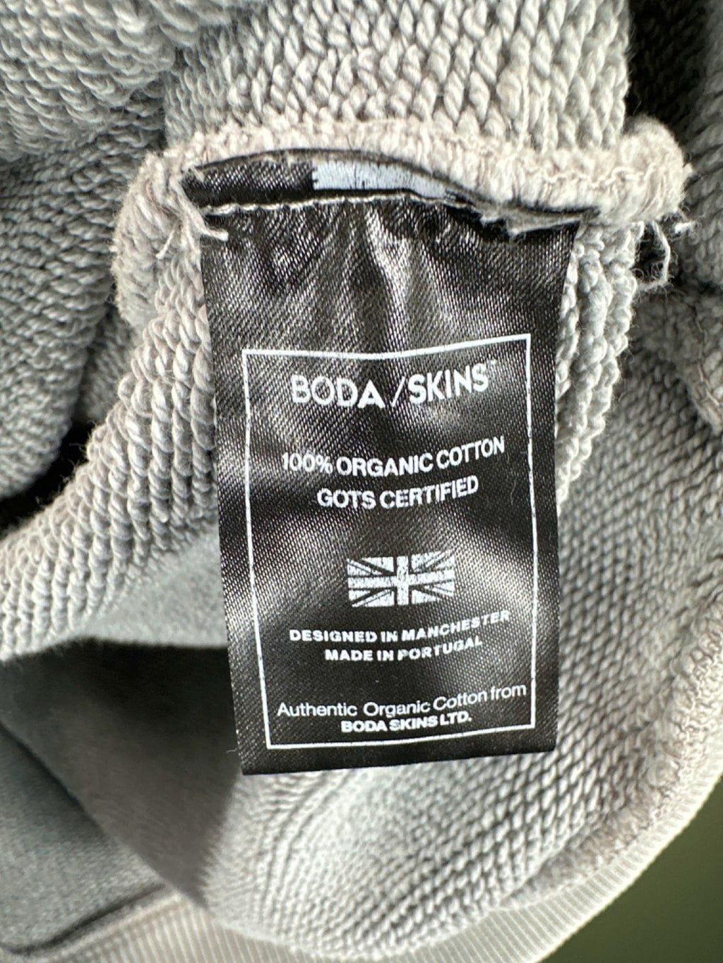 Boda Skins Grey Organic Cotton Hoodie UK S