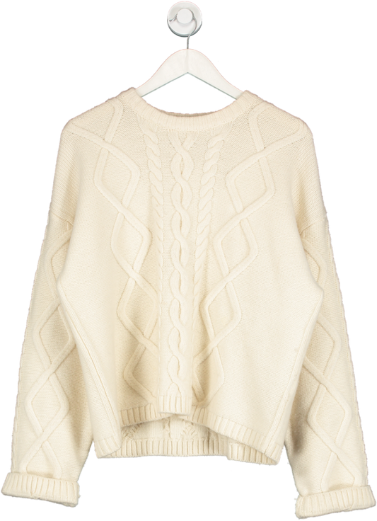 Arket Cream Cable Knit Wool Jumper UK S