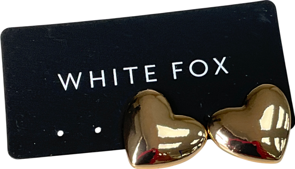 White Fox Metallic Heart Stud Earrings