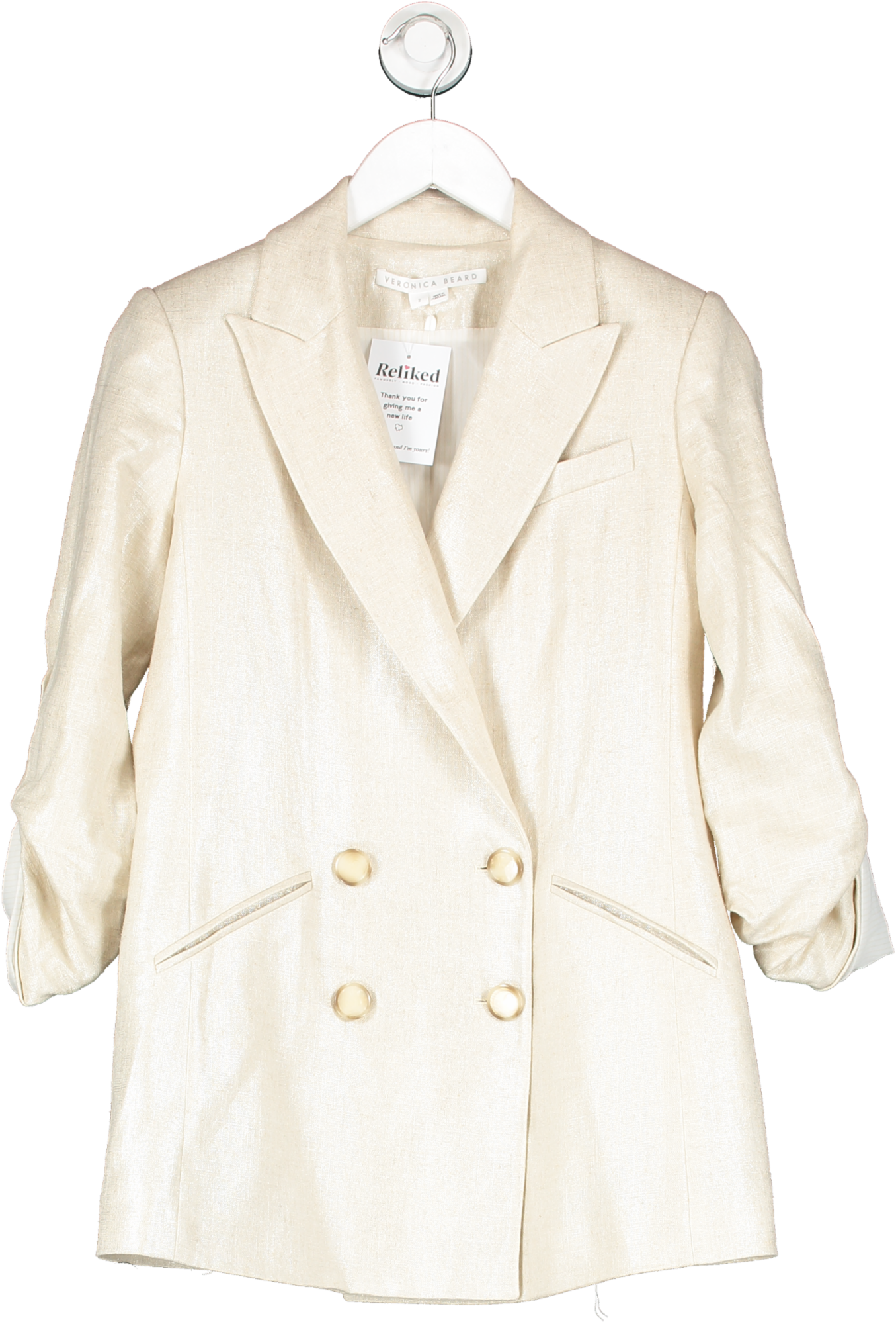 Veronica Beard Beige Parineti Metallic Linen Dickey Jacket UK 6