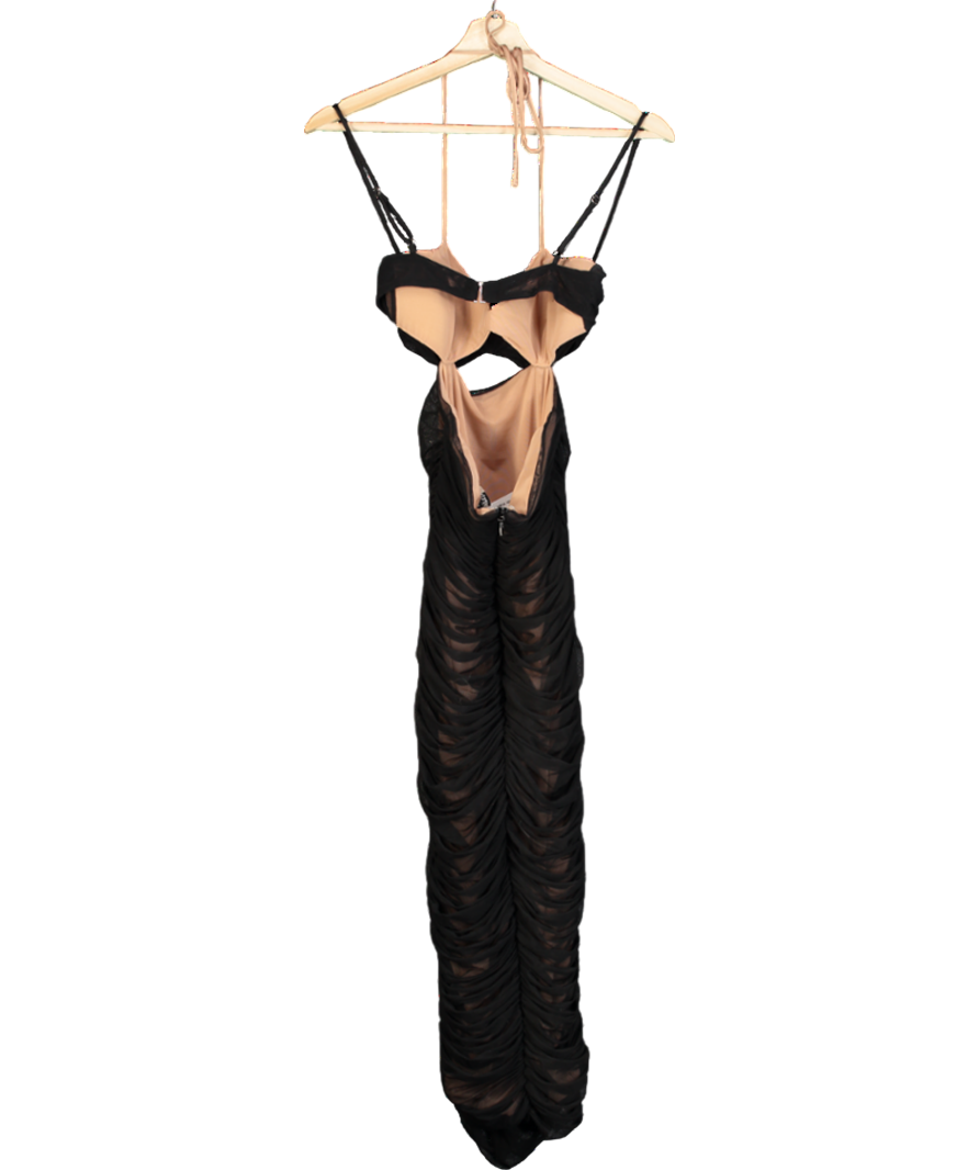 House of CB Tibi Black Cutout Ruched Midi Dress UK S