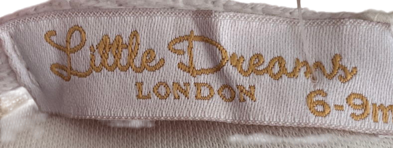 Little Dreams White Ivory & Mocha Contrast Collar Sleepsuit 6-9 Months