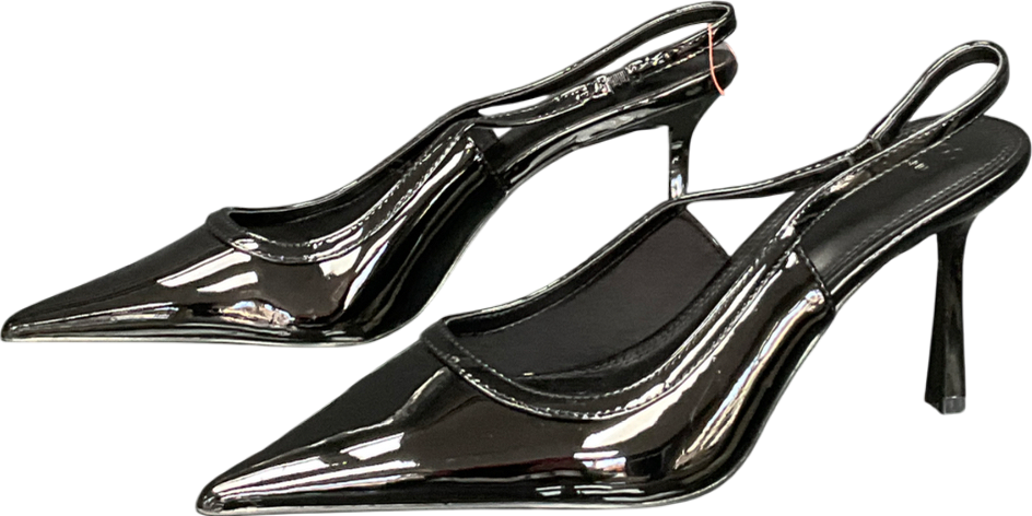 ASOS Piper Slingback High Heel Shoes In Black Patent UK 6 EU 39 👠