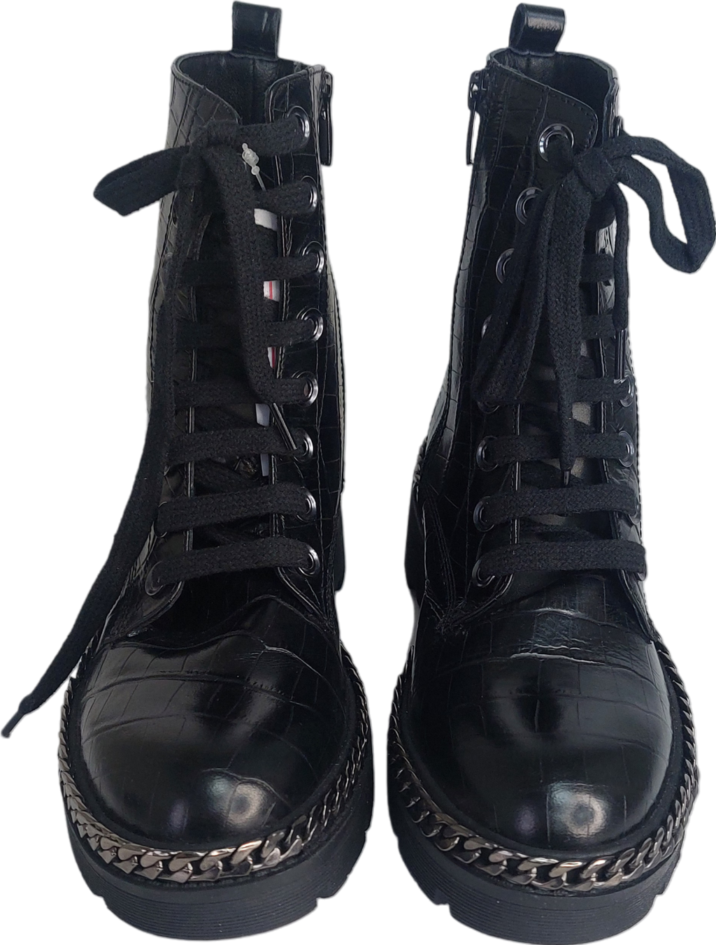 moda in pelle Black Croc Effect Bpots UK 4 EU 37 👠