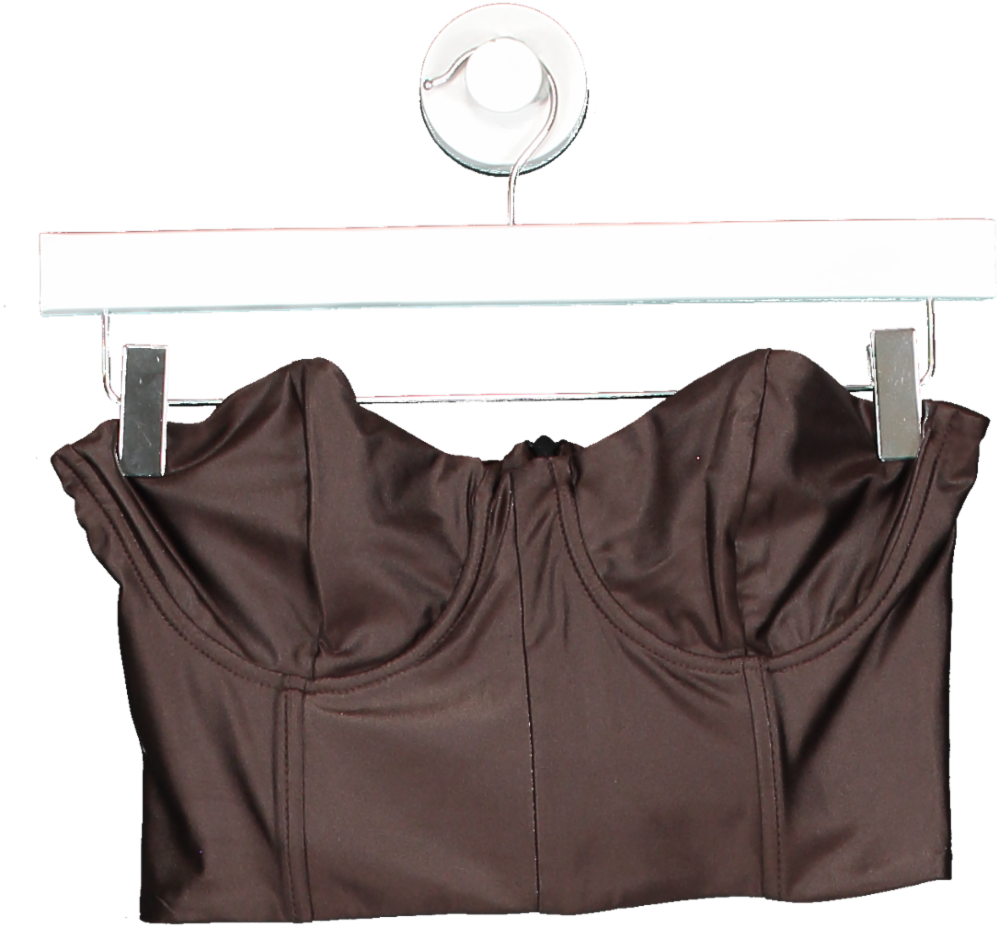 Desatame Swim Brown Zip Up Boned  Bikini Top UK S
