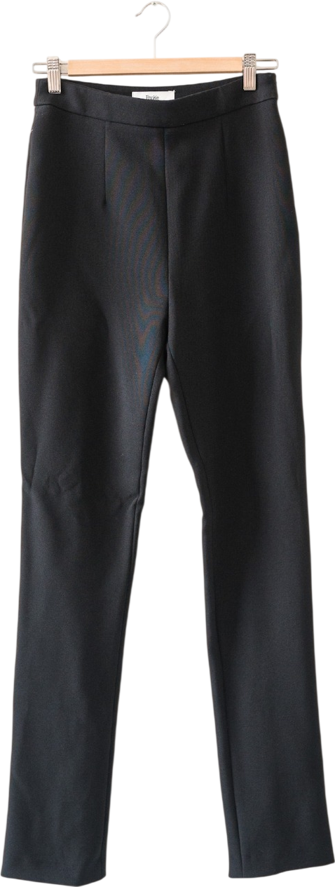 FRANKIE SHOP Black Slim Leg Stretch Trousers With Zips UK S