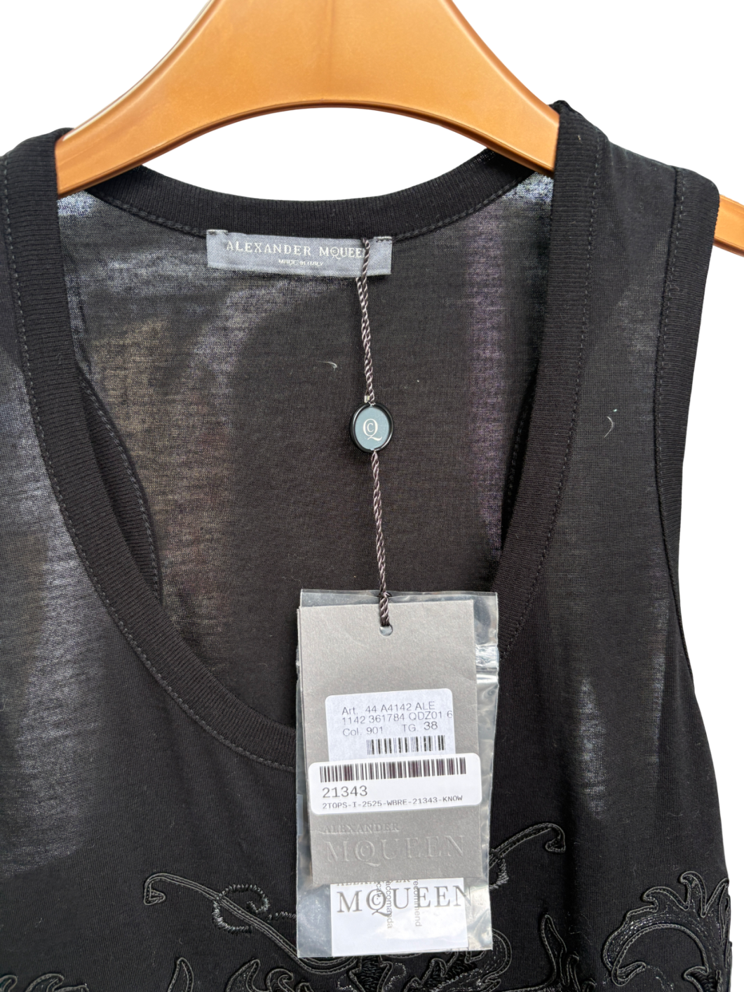 Alexander McQueen Black Embellished Vest Top UK 10