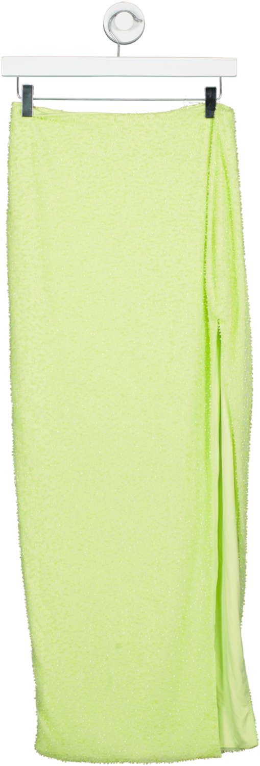 Oh Polly Green Bordeaux  Embellished Maxi Skirt In Lime UK 8