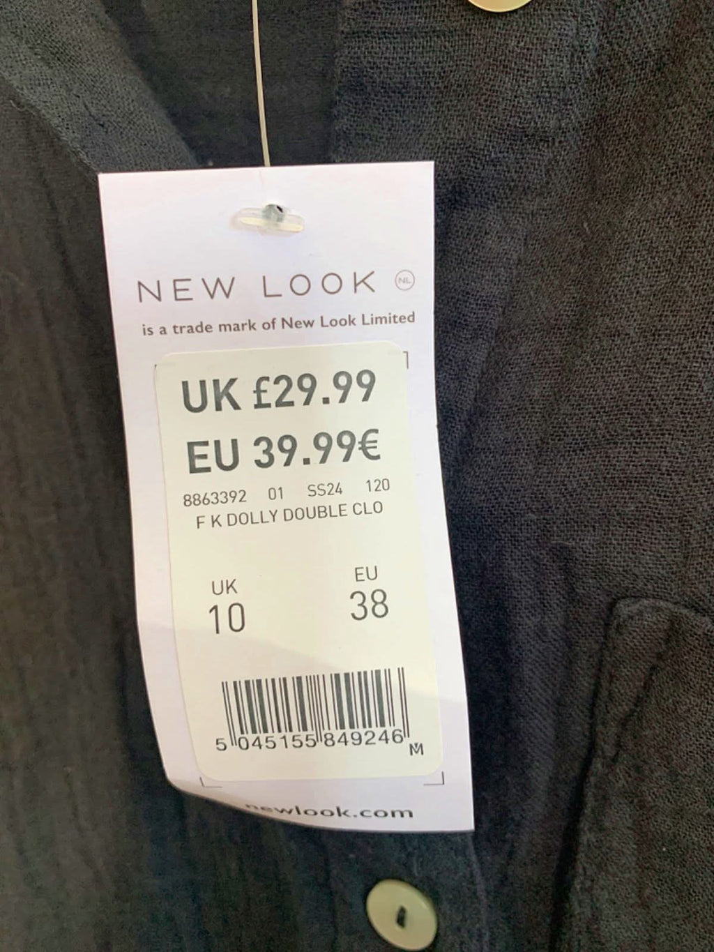 New Look Black F K Dolly Double Clo Shirt UK 10
