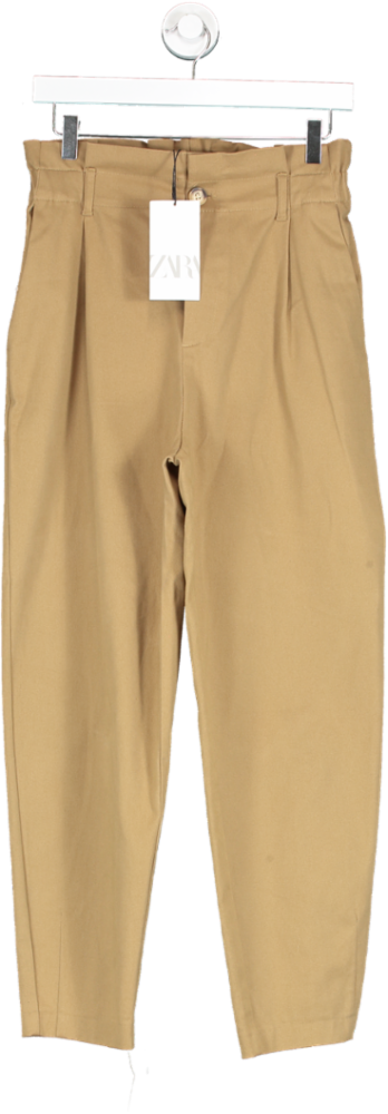 ZARA Brown Paperbag Waist Trousers UK S