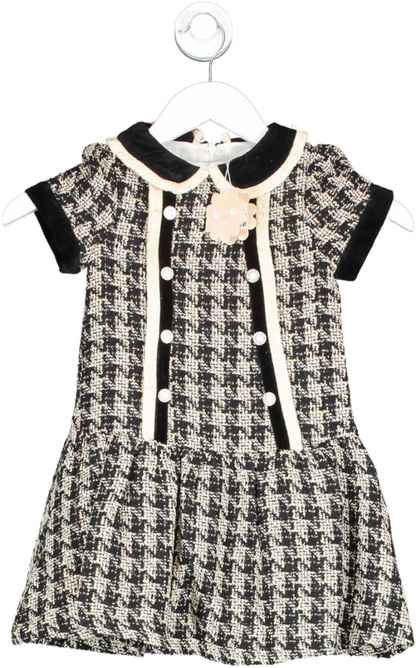 Patachou Black Houndstooth Tweed Dress With Pearl Buttons Bnwt 5 Years