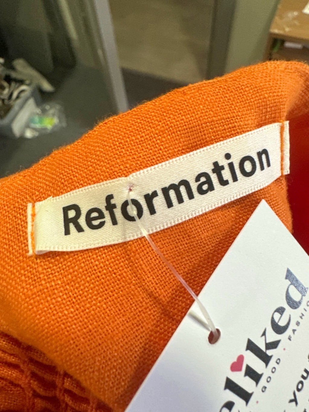 Reformation Orange Linen Mini Dress UK 4