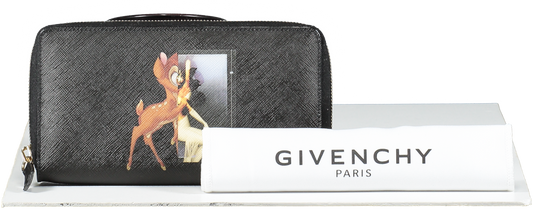 GIvenchy Black Coated Canvas Bambi Zip Around Wallet