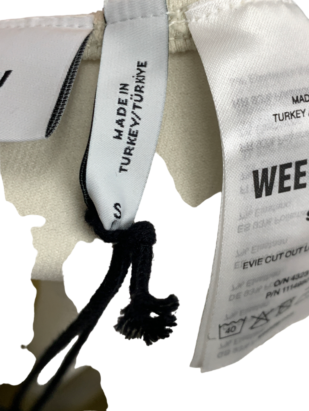 Weekday Cream Evie Cut Out Long Sleeve top UK S