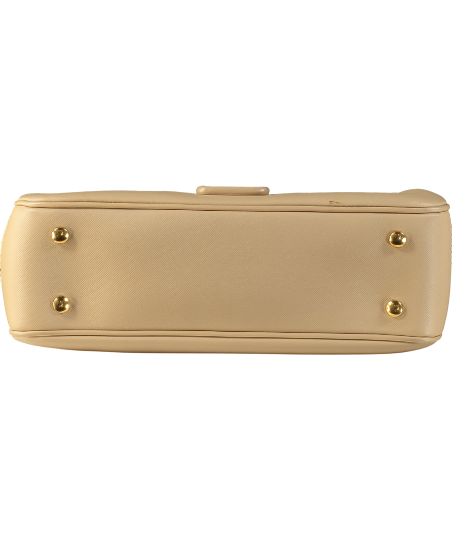 Burberry Beige Leather Dk88 Medium Top Handle Bag