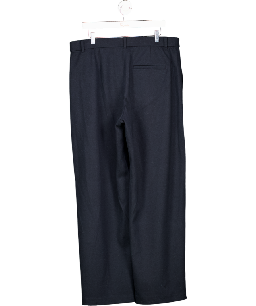 Uniqlo Navy Blue Wool Blend Wide Leg Trousers UK XXL