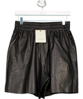 All Saints Black Arla Lea Leather Shorts UK 6