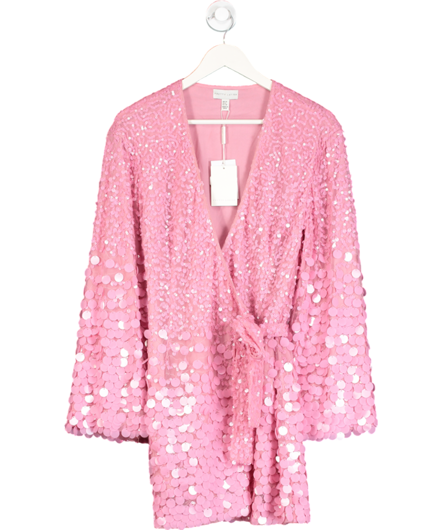 PRETTY LAVISH Pink Provence Wrap Ombre Disc Dress UK 10