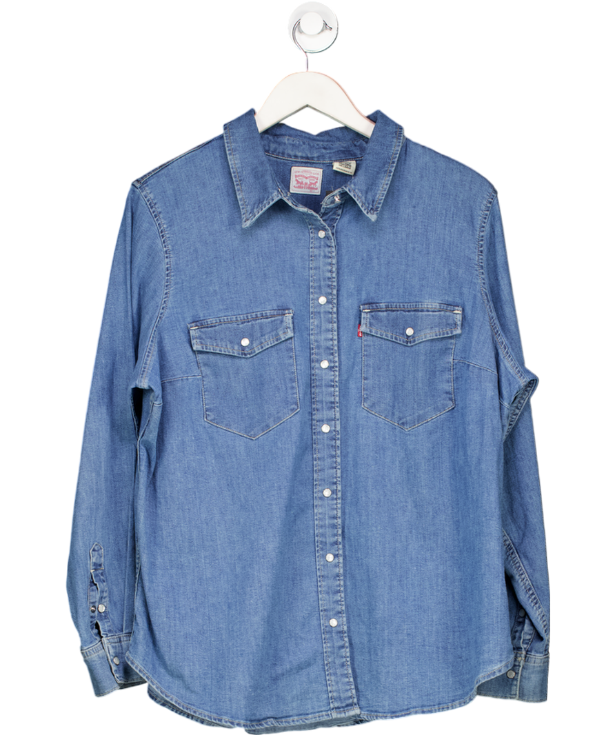 LEVI'S Mid Blue Classic Denim Shirt UK XL