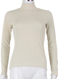 Sezane Cream Beige Cotton Ribbed Long Sleeve T-shirt UK S