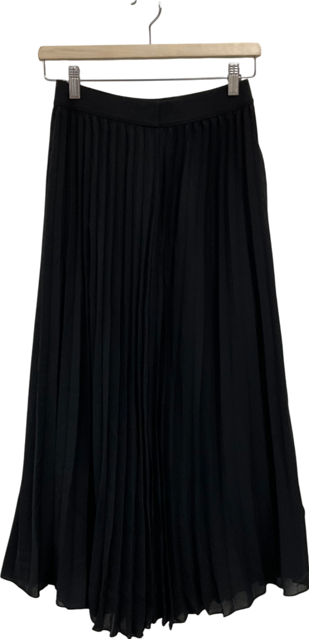Dazy Black Daily Wear Solid Color Pleated Skirt UK M