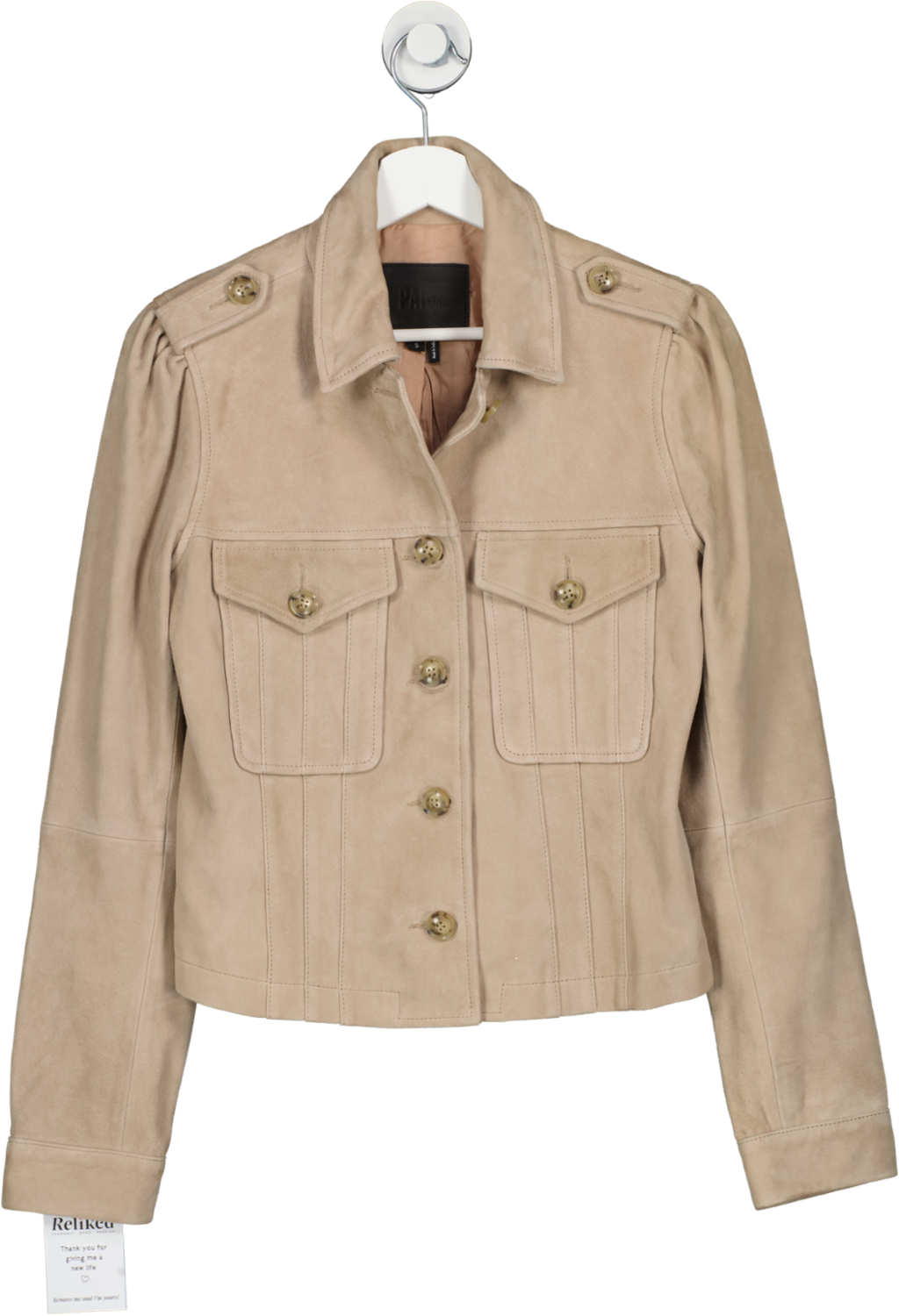 PAIGE Brown Genuine Leather Jacket UK S