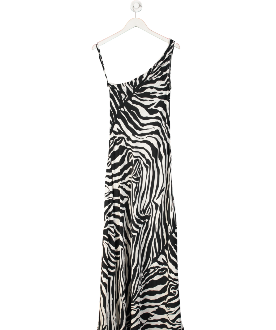 Alexandra Miro Black Zebra Print One Shoulder Maxi Dress UK M