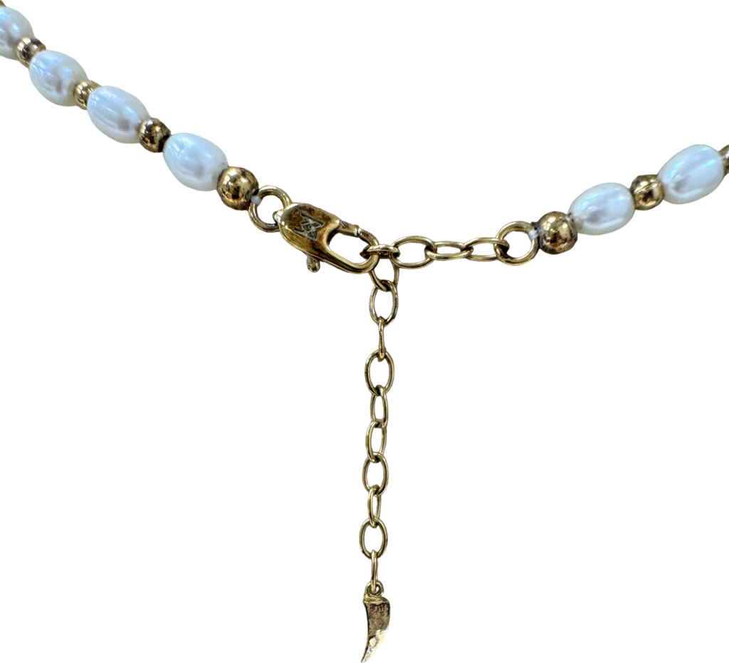 Missoma Mini Pearl & gold Bead Chain Necklace One Size