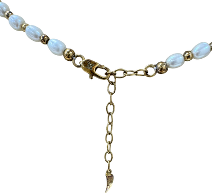 Missoma Mini Pearl & gold Bead Chain Necklace One Size