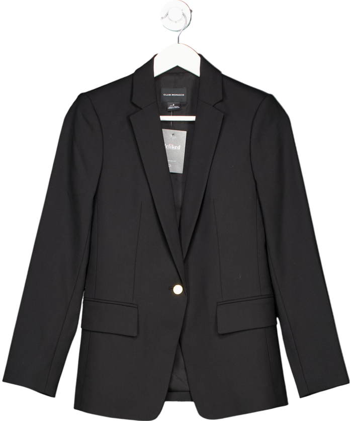 Club Monaco Black Single Breasted Wool Blend Blazer UK XS