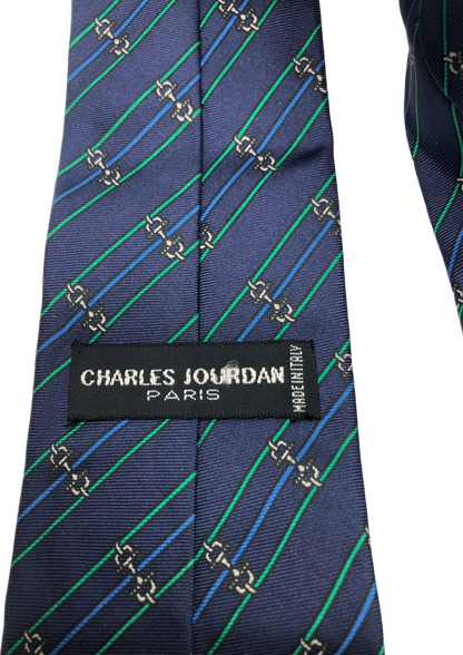 Charles Jourdan Navy Blue Striped Tie