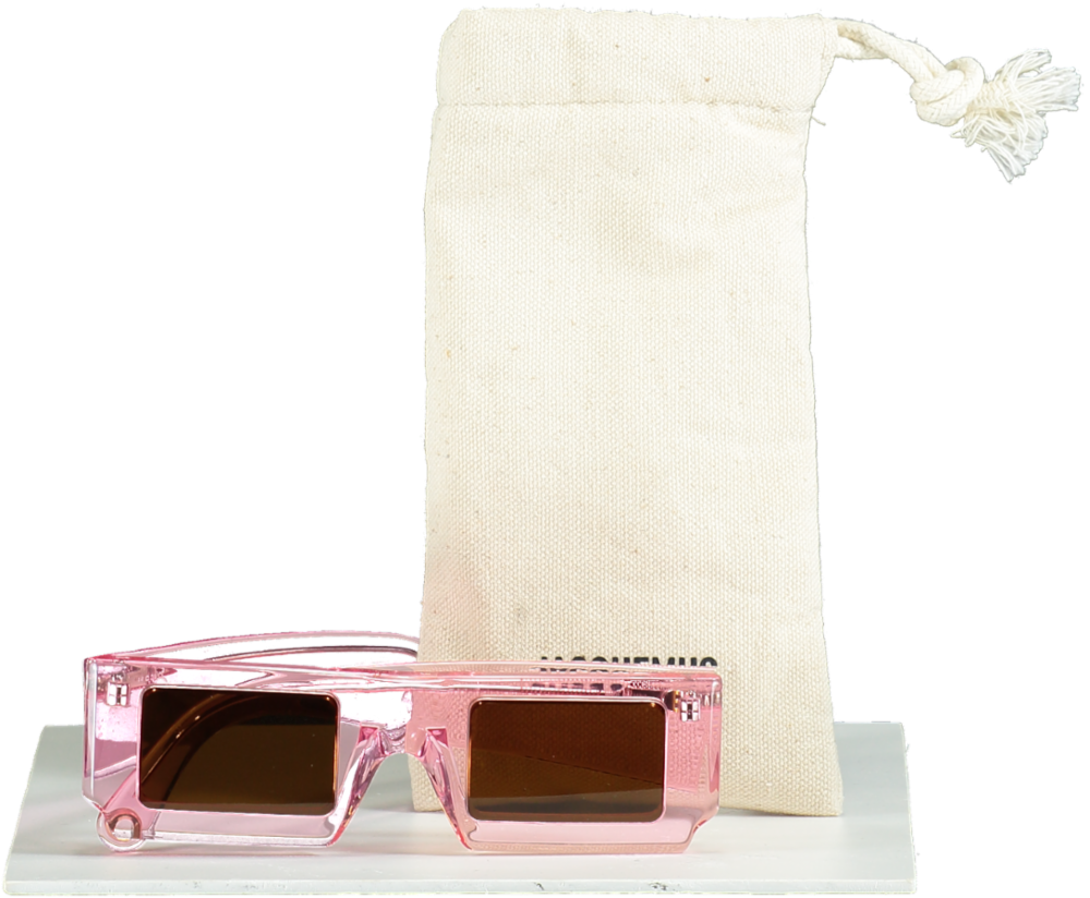 JACQUEMUS Pink Square-Frame Les Lunettes Soleil 3D Sunglasses in pouch