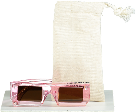 JACQUEMUS Pink Square-Frame Les Lunettes Soleil 3D Sunglasses in pouch