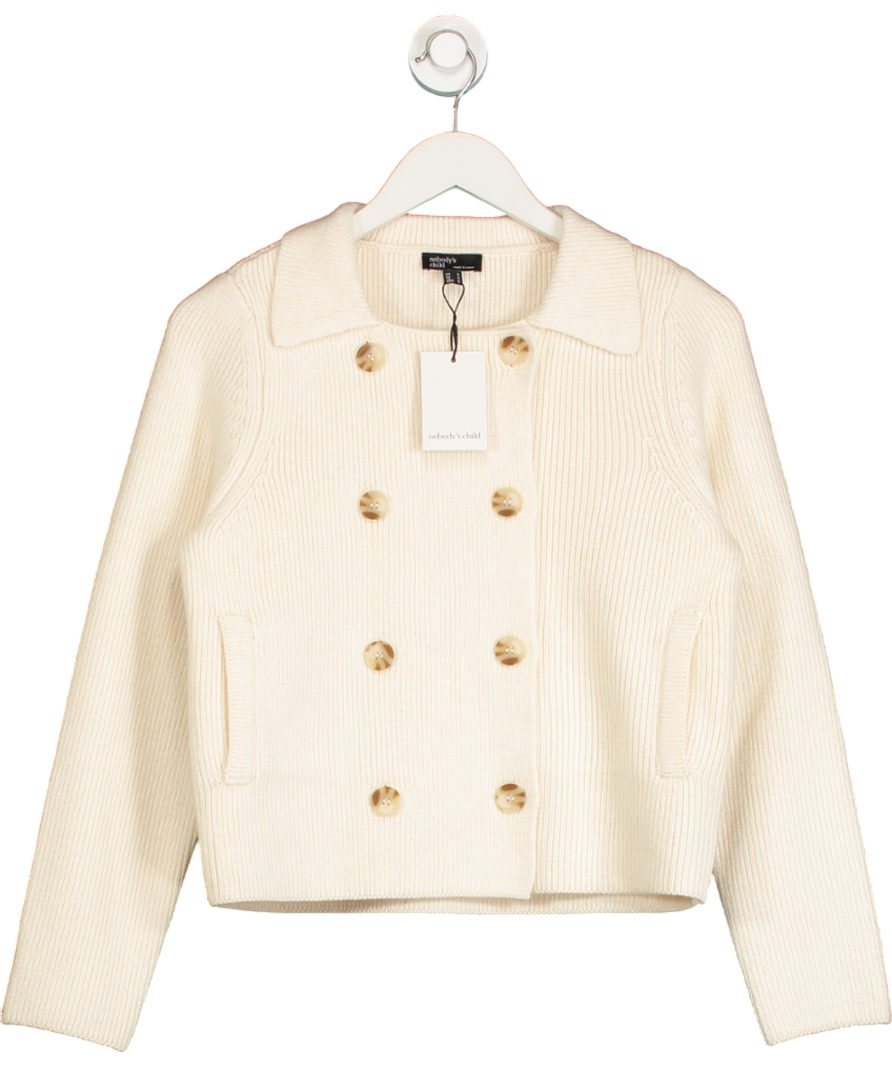 Nobody's Child Cream Double Breasted Collared Cardigan UK S