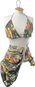 Pretty Rascal Multicoloured Dolce Two Piece bikini top and sarong UK S