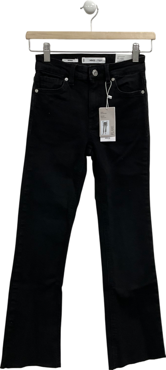 MANGO Black Sienna Mid Rise Flared Jeans UK 4