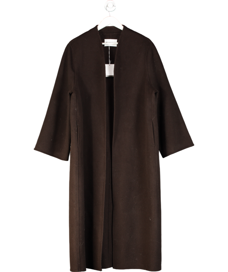 Marcela London Chocolate Brown 100% Wool Long Coat One Size