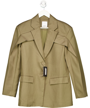 Acler Storm Green Penrith Linen Blend Oversize Blazer Jacket UK 6