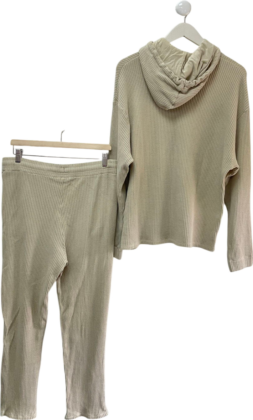 ASOS Beige Wide Leg Knitted Trouser And Jumper Co-ord In Oatmeal UK L