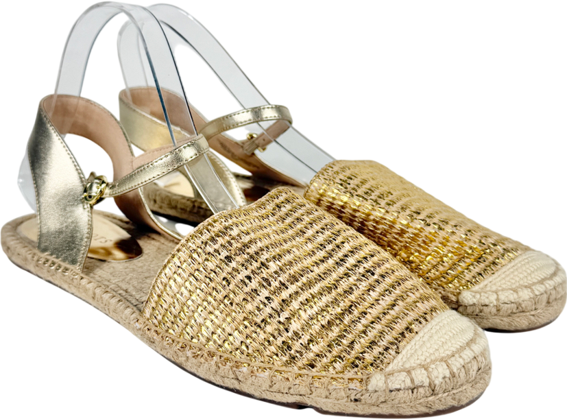 Talbots Metallic Natural Izzy Dorsay Espadrilles Flats UK 7.5 EU 40.5