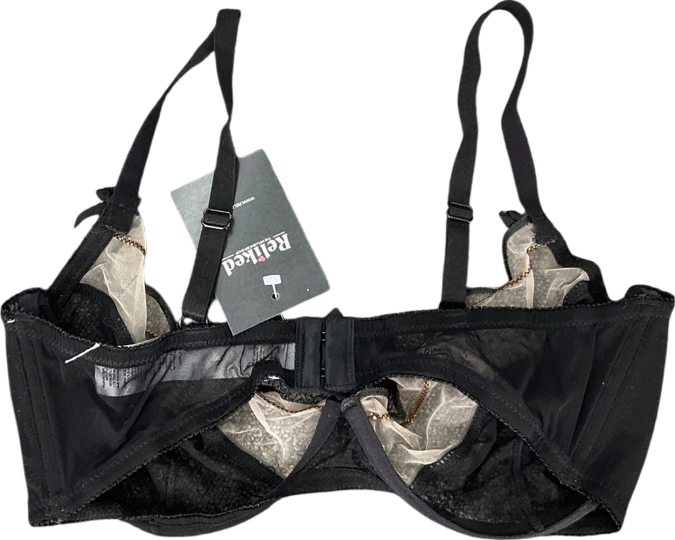 boohoo Black Mesh Lace Bra UK 36E