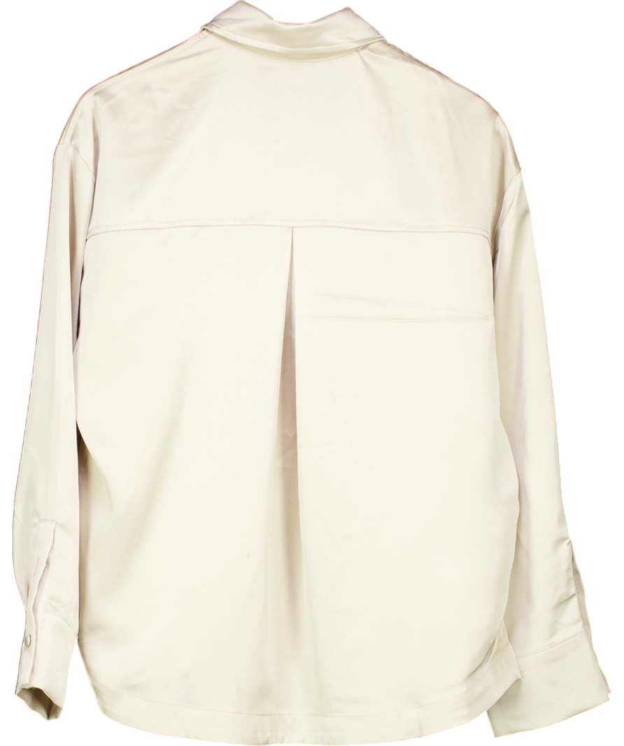 The Couture Club Beige Satin Emblem Shirt UK 10